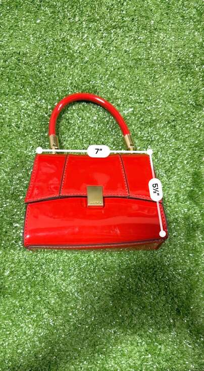 ALDO Crotorua Red Patent Leather Mini Top Handle Crossbody Bag - Picture 7 of 7